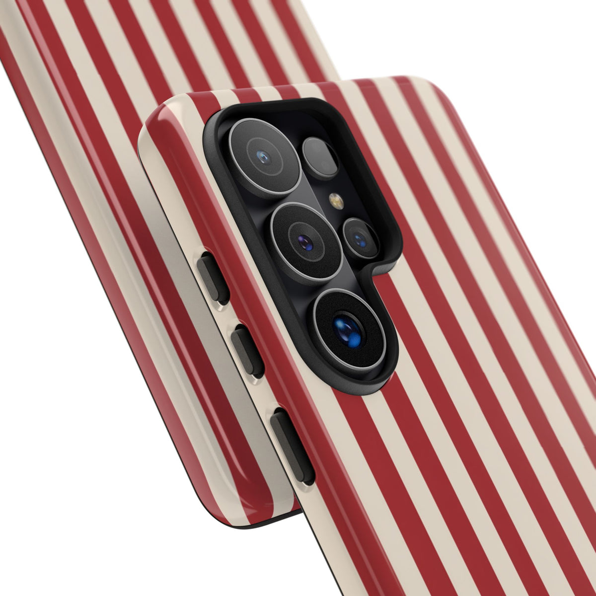 Striped Red & Cream Tough Phone Case - Retro Vertical Pattern Cover for iPhone, Samsung Galaxy & Google Pixel