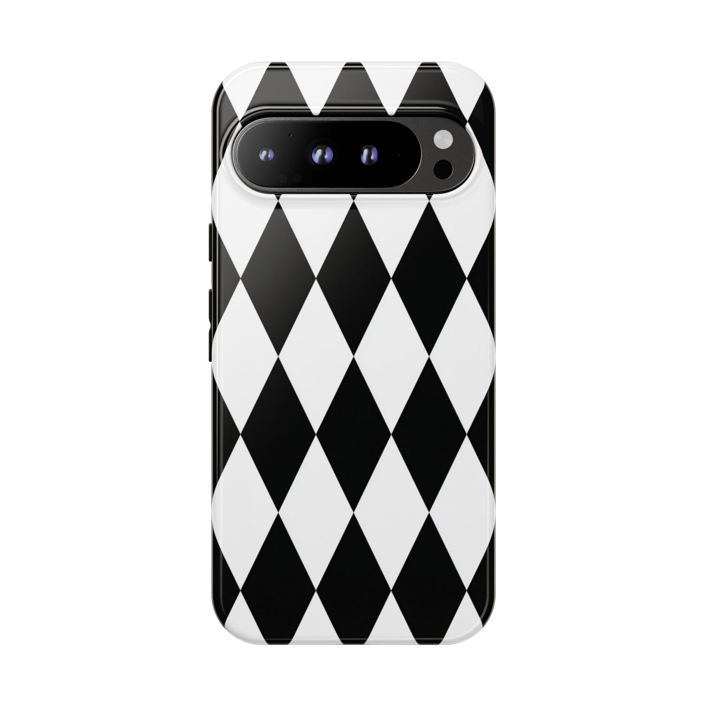 Handyhülle "Schwarz-Weißes Harlekin-Rautenmuster" für iPhone, Samsung Galaxy & Google Pixel