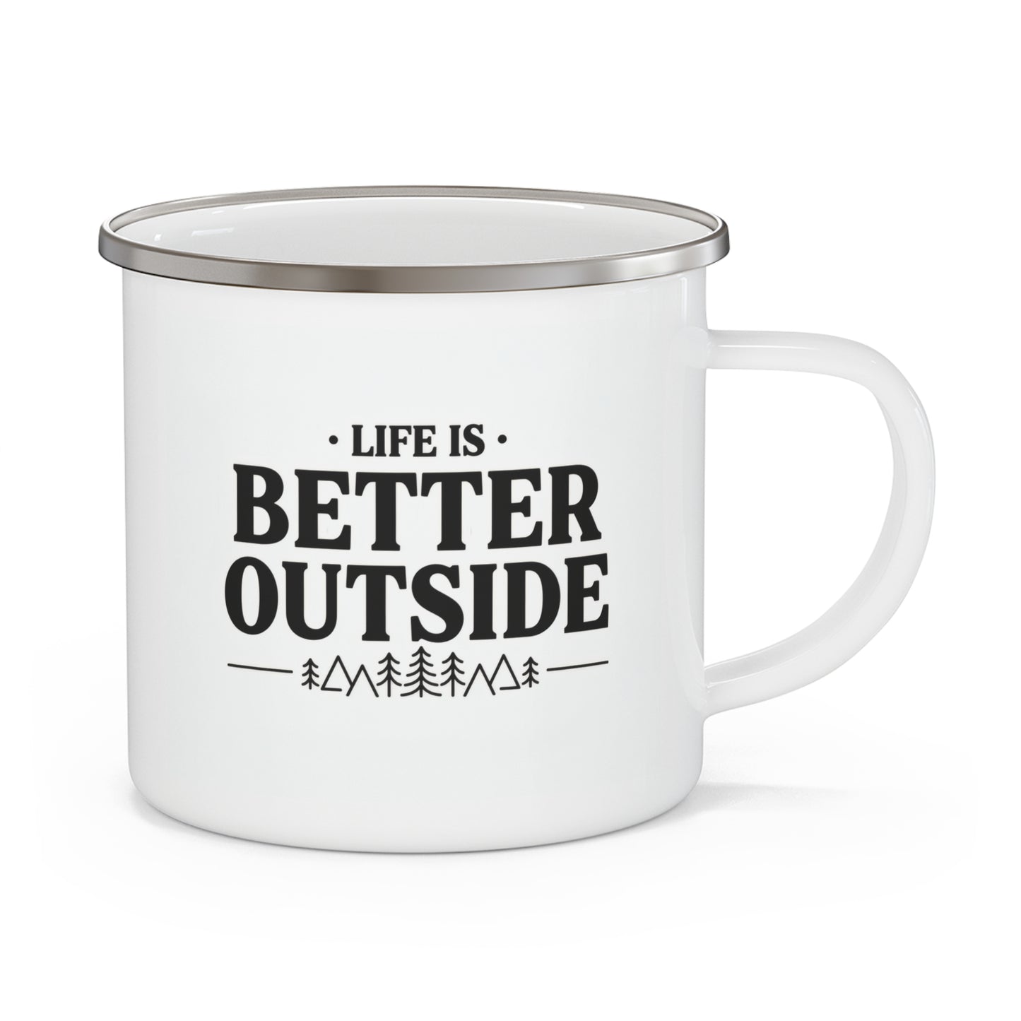 Emaille-Campingtasse — Outdoor-Kaffeetasse "Life Is Better Outside"