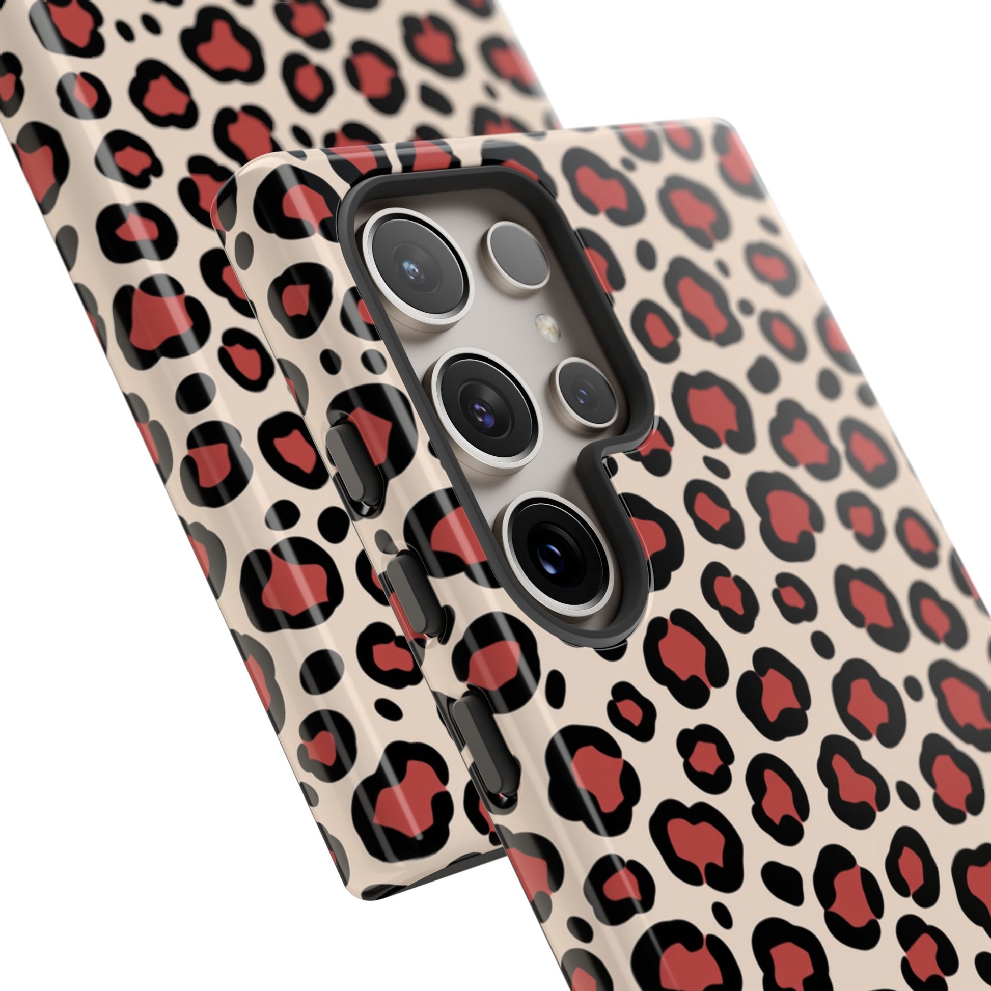 Leopard print tough case with polycarbonate shell and TPU silicone liner
