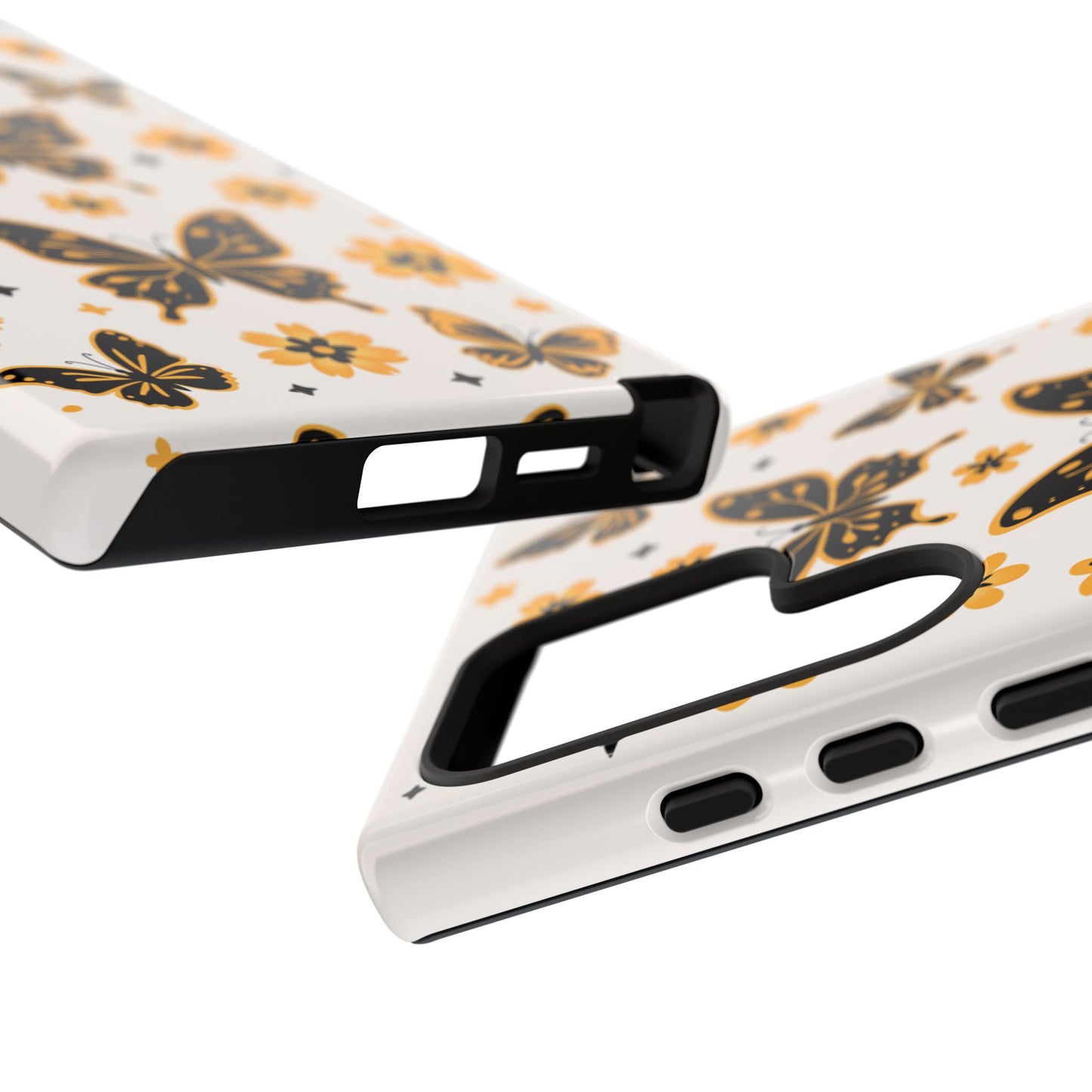 Blumen Schmetterling Robuste Handyhülle – Gelb-Schwarze Schmetterlinge Design Schutzhülle für iPhone, Samsung Galaxy & Google Pixel