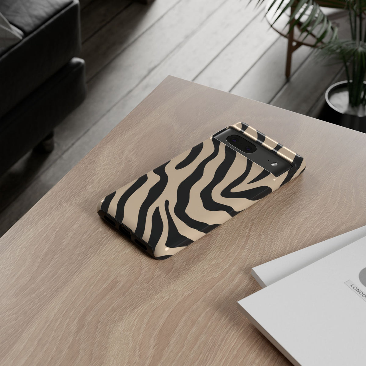 Robuste Zebra-Streifen Handyhülle - Beige & Schwarz Animal Print Schutzhülle für iPhone, Samsung Galaxy & Google Pixel