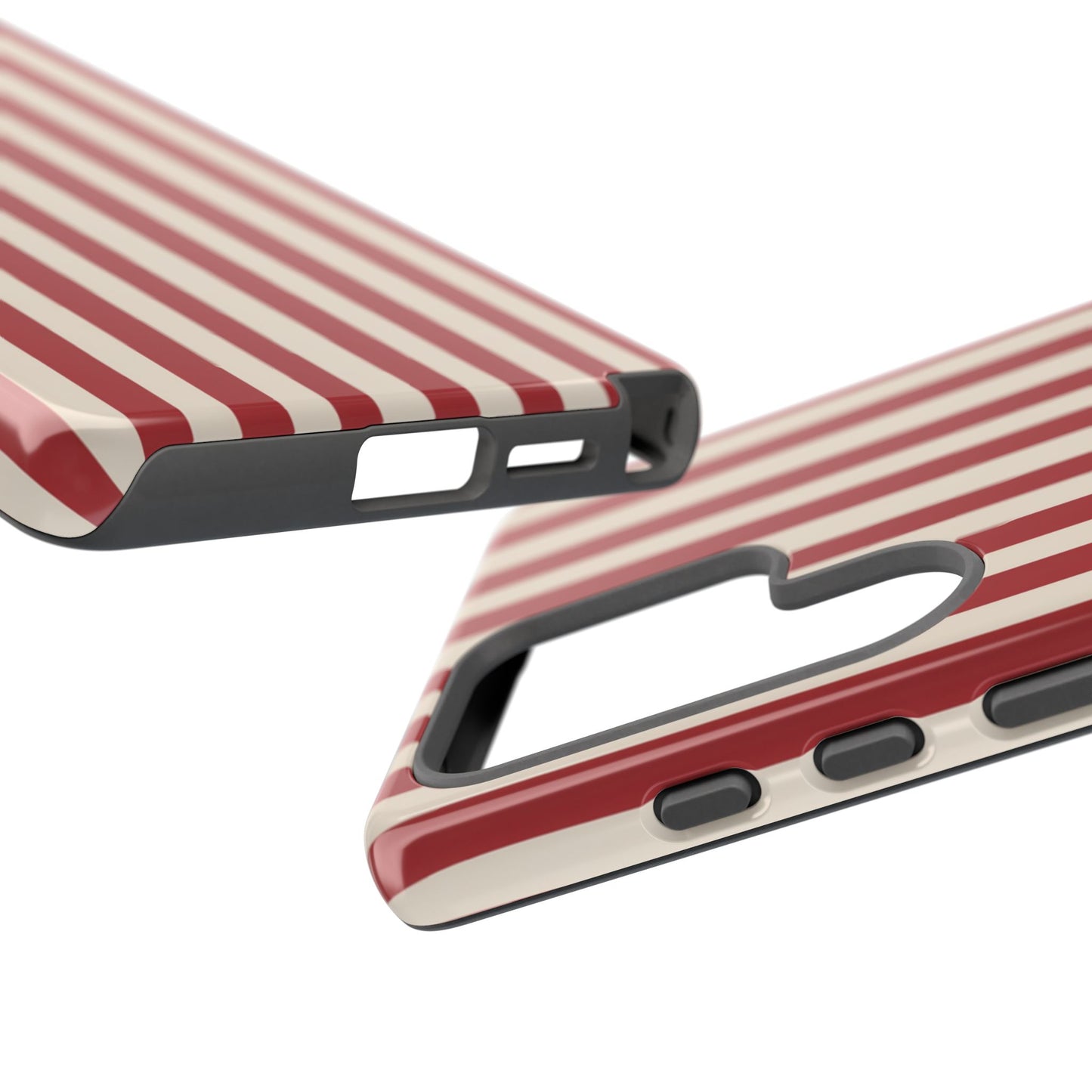 Robustes rot-cremefarbenes gestreiftes Handyhülle – Retro-Vertikalmuster-Cover für iPhone, Samsung Galaxy & Google Pixel