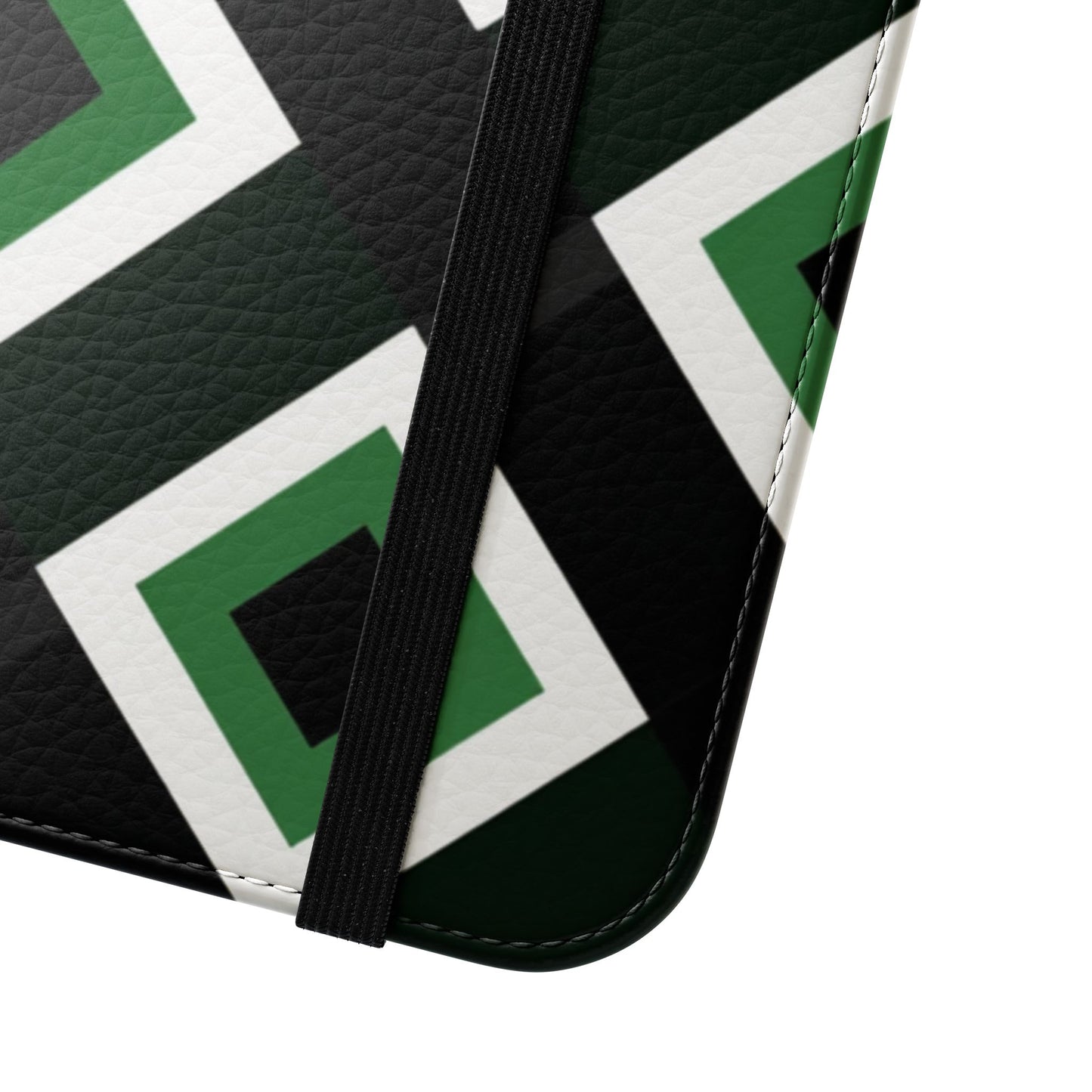 Green Diamond Geometric Flip Phone Case - Wallet Folio with Card Slots for iPhone, Samsung Galaxy & Google Pixel
