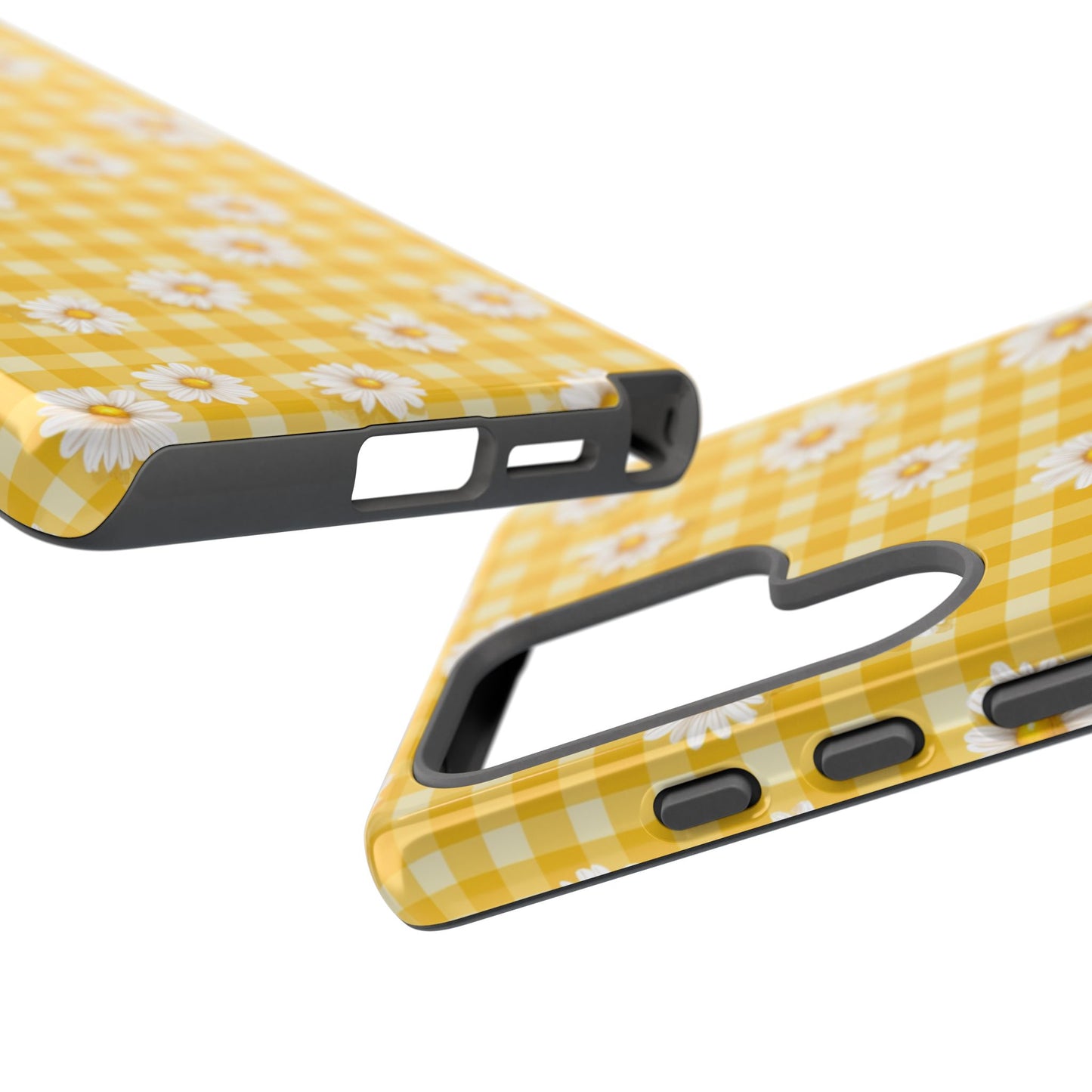 Daisy Gingham Robuste Handyhülle – Gelb geblümte Cottagecore-Schutzhülle für iPhone, Samsung Galaxy & Google Pixel