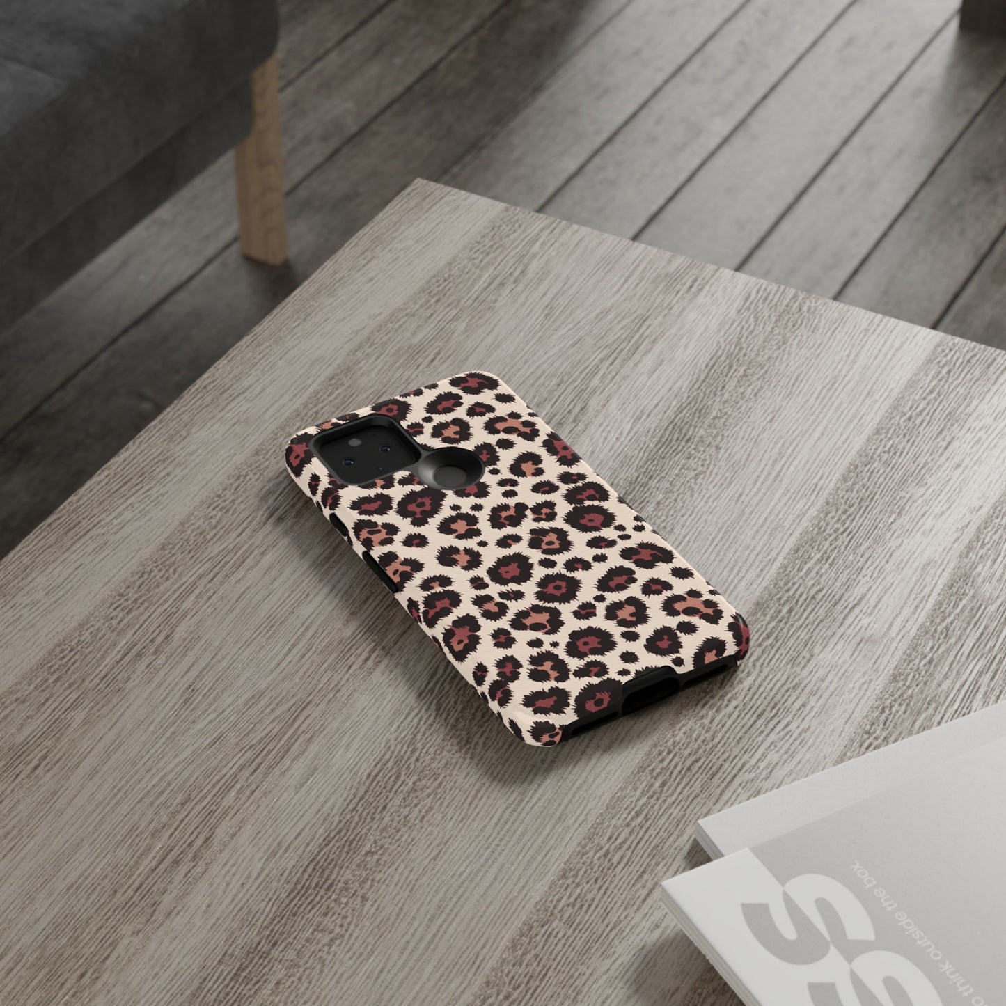 Bold leopard design protective phone case with lightweight sturdy construction
