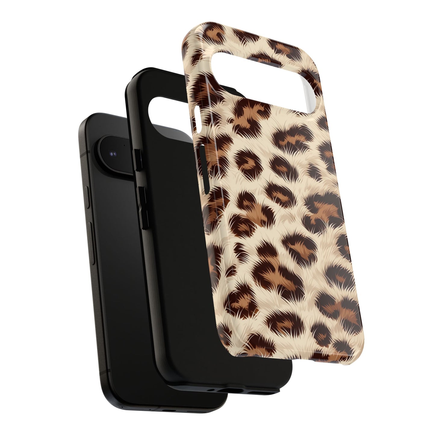 Faux fur leopard print phone case - dual-layer protection for Samsung Galaxy
