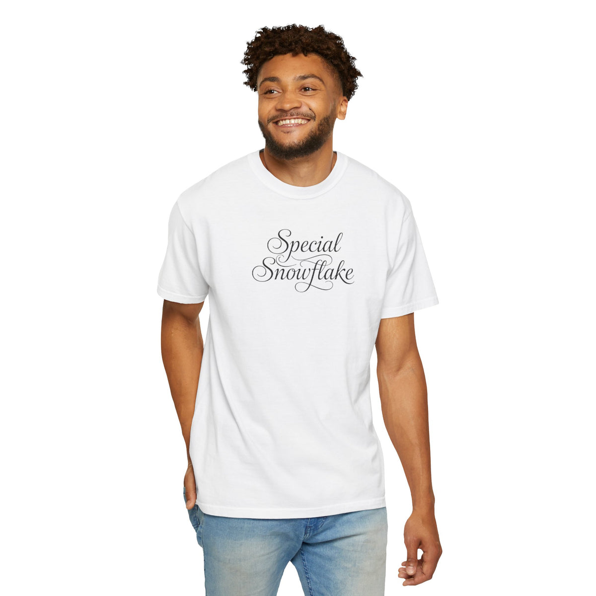 Special Snowflake T-Shirt – Kleidungsstückgefärbtes T-Shirt mit Schriftzug-Grafik