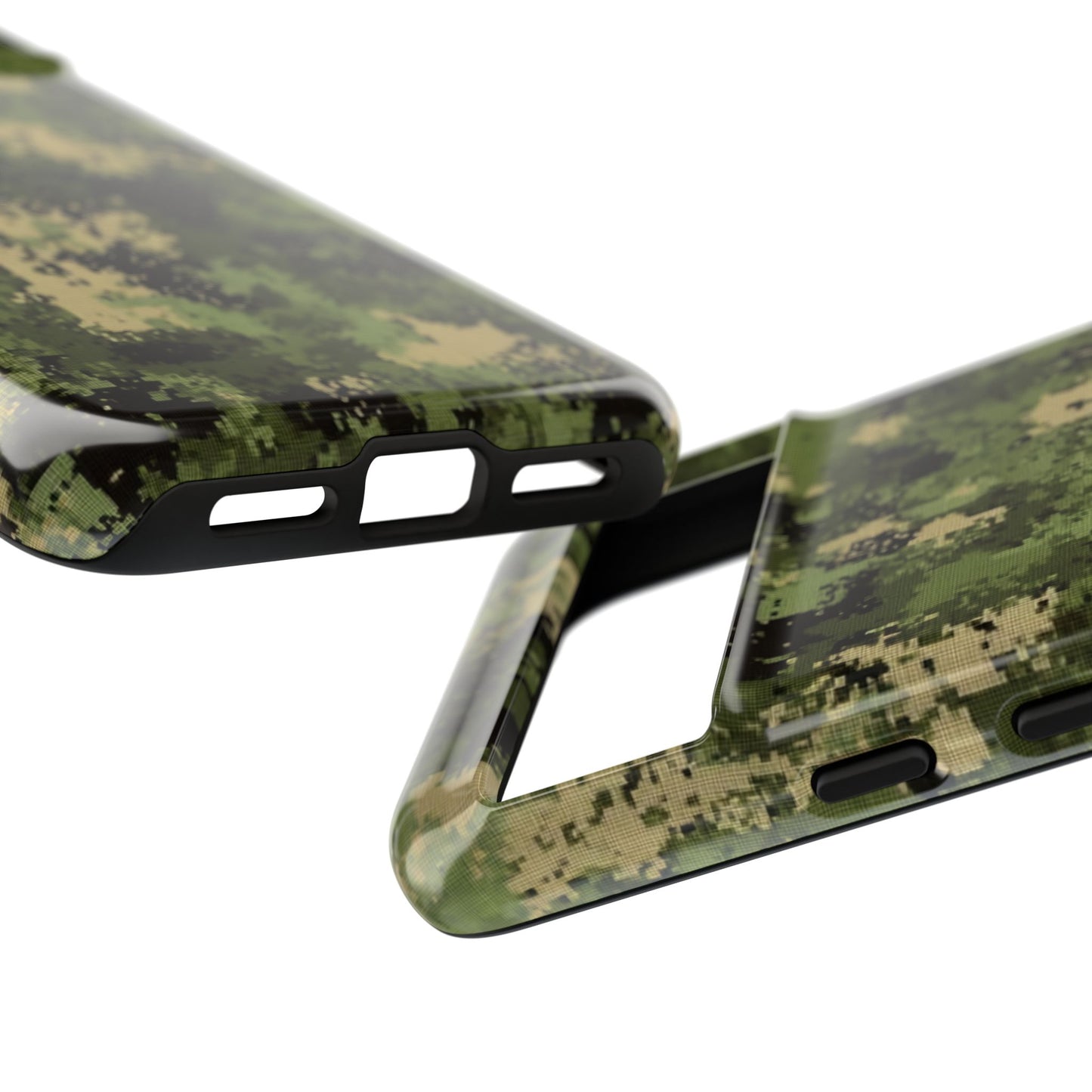 Rugged digital camo phone case – tactical green cover with wireless charging compatibility
