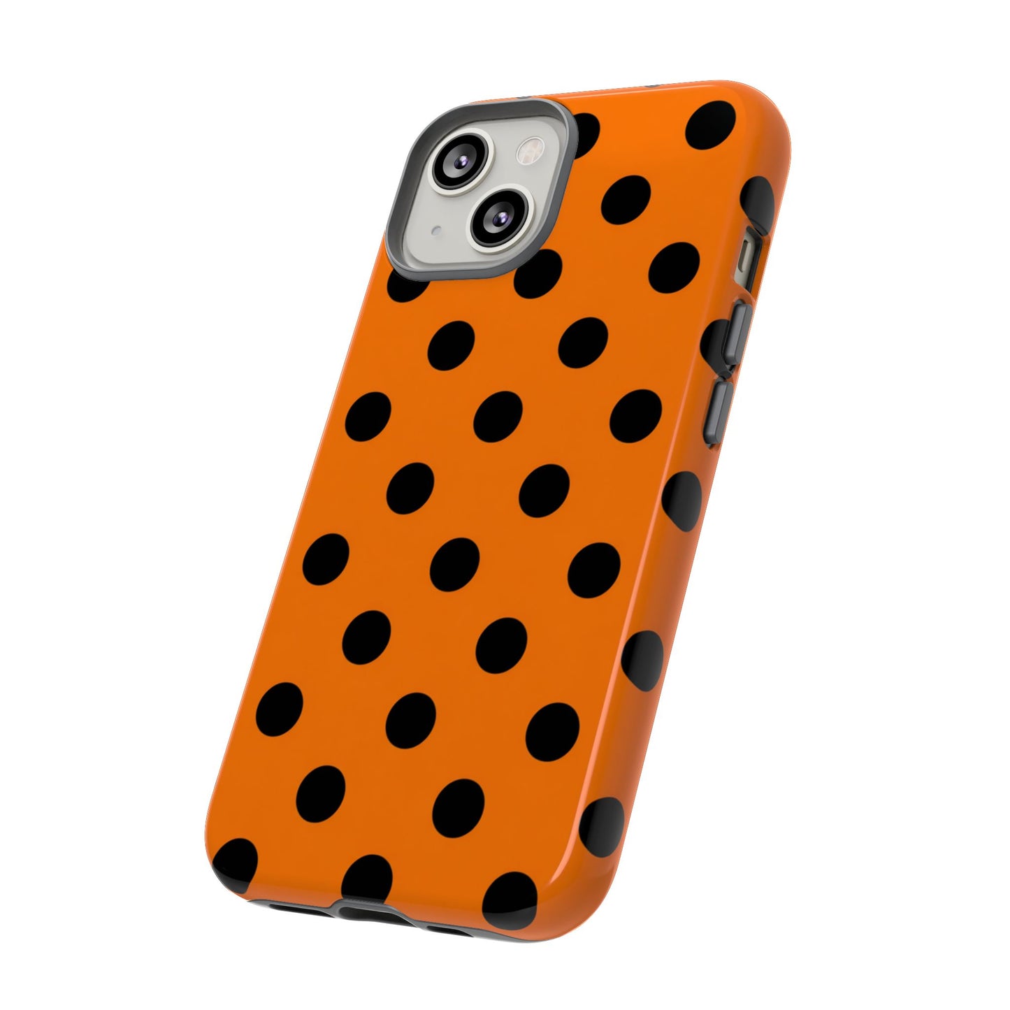 Orange Polka Dot Tough Phone Case - Dual-Layer Protection for All Phones