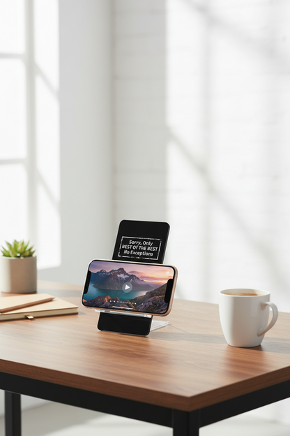 Phone Stand - Best of the Best Motivational Acrylic Mobile Holder for Desk & Office
